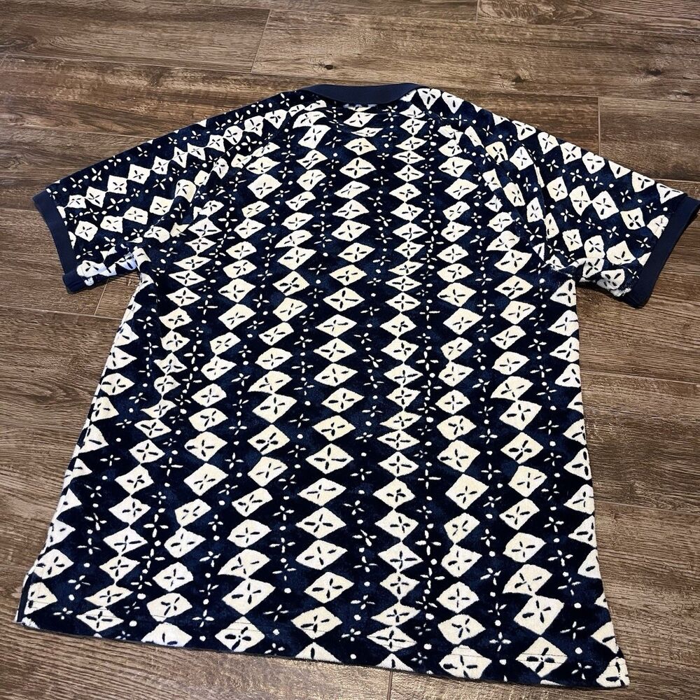 J Crew Shirt Mens L oarsman Textured Terry Cloth Toweling Polo AOP Geometric - Picture 7 of 11